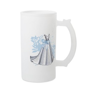 Elanze Designs Freezable Beer Stein Mug With Thumb Grip Handle, 16 Ounce Frosted Glass, Wedding Day - 1 of 1