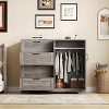 Acekool 2-Door Wardrobe Dresser – Closet Armoire with 4 Drawers & Hanging Rod - 3 of 4