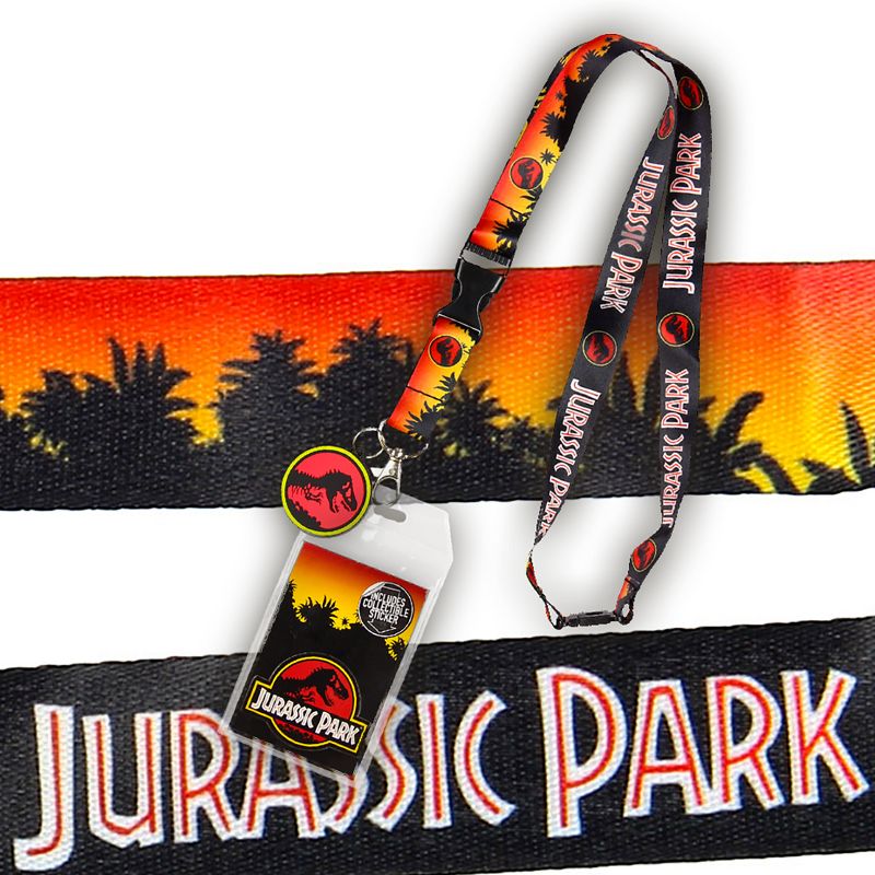 Jurassic Park Logo Lanyard Keychain ID Holder Logo Rubber Charm and Sticker Multicoloured, 5 of 6