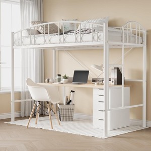 coucheta  Loft Bed Twin Size with Ladde and Arched Guardrail, Heavy Duty Metal for Kids and Adults - 1 of 4