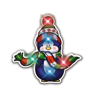 Magic Matt’s Brilliant Blinkys Penguin with Scarf Flashing Body Light Lapel Pins - 1 of 4