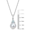 EVERLY JEWELRY | 10k White Gold 8-8.5mm Cultured Freshwater Pearl and 1/5ct TGW Aquamarine Pendant with Chain, 17" - 2 of 4