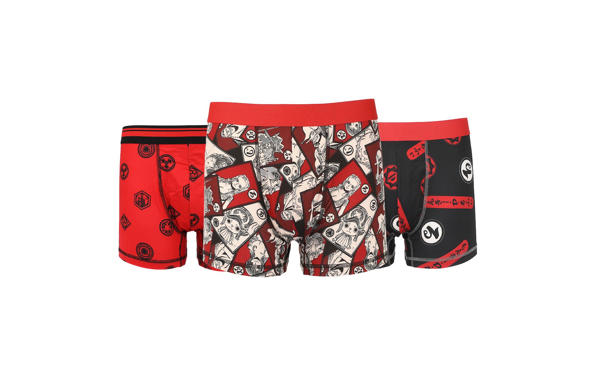 One Piece Character Sketches Men's 3-Pack Boxer Briefs