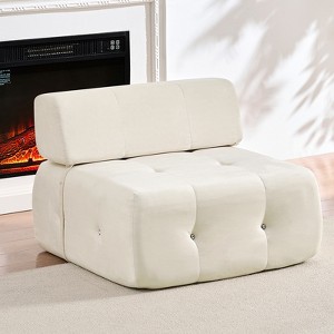 Mjkone Velvet Single Sofa, 1-Seater Modular Sofa Couch with Rivet Trim for Living Room - 1 of 4