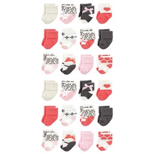 Luvable Friends Cotton Rich Baby Terry Socks 24-Pack, Leopard - 1 of 3
