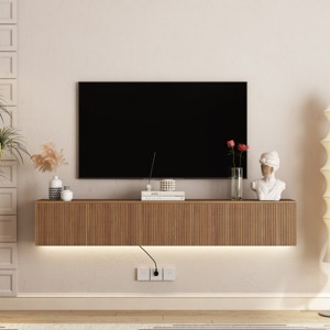 69'' Floating TV Stand Wall Mounted with 16 Color LED Lights, Modern Media Console for 65 Inch TV-3irtyhousy - 1 of 4