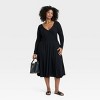 Women's Long Sleeve Rib-Knit Midi Wrap Dress - Ava & Viv™ - 3 of 3