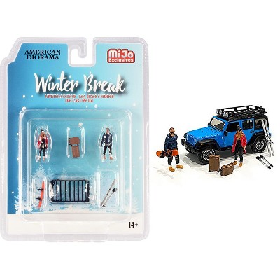 "Winter Break" Diecast Set of 6 pieces (2 Figurines and 4 Accessories) for 1/64 Scale Models by American Diorama