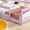 VASIP Twin Size Wood bed with House-shaped Headboard Floor bed with Fences,Gray - 2 of 4