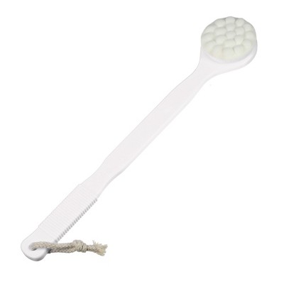 Unique Bargains Long Handle Bath Brush for Shower 15.55" Length White 1 Pc