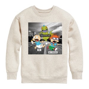 Boys' - Rugrats - Reptar Meme Graphic Long Sleeve Fleece Sweatshirt - 1 of 4