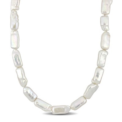 EVERLY JEWELRY | 9-10mm Cultured Freshwater Rectangular Pearl Endless Giftable Stackable Necklace, 32 inc