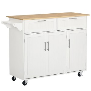 Aghana Digitals Rolling Kitchen Cart with Wood Top, 2 Drawers, 3-Door Cabinets, Adjustable Shelves - 1 of 4