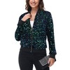 Anna-Kaci Women's Sequin Bomber Jacket Zip Front Ribbed Cuffs and Hem Pockets - 3 of 4