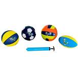 Funphix Set of 4 Balls - Soccer, Rugby, Basketball, Volleyball (Pump Included)