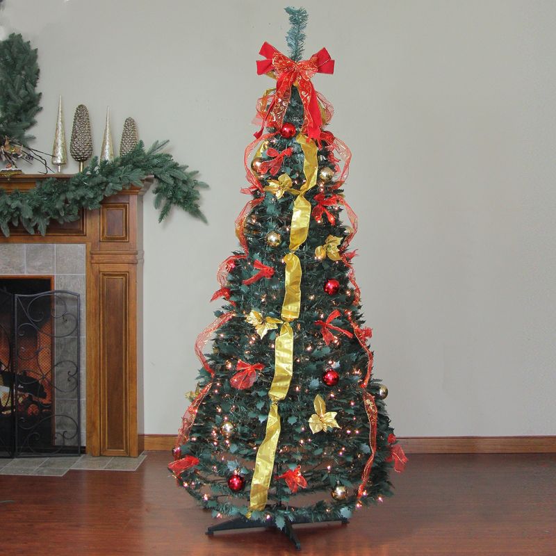 Northlight 6' Prelit Artificial Christmas Tree Red and Gold Decorated Pop Up - Clear Lights, 3 of 6