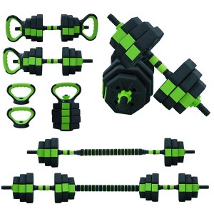 4 In 1 Adjustable Dumbbell Set, 44 Lbs Free Weight Set with Connector Used As Barbell, Kettlebells, Push Up Stand, Free Weight Set for Home Gym - 1 of 4