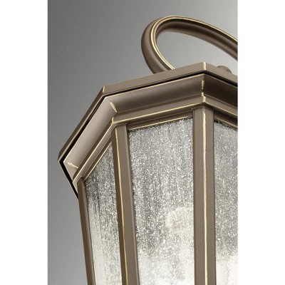 Verdae Black Three-Light Post Lantern with Clear Seeded Glass