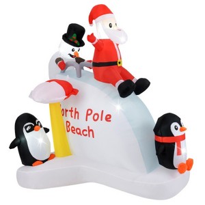 ChicFurnit Inflatable Holiday Decorations Santa and Penguins on Ice Slide with Snowman for Outdoor Christmas, Multicolored, 17.97"*14.04"*14.04" - 1 of 4