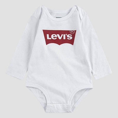Levi's® Baby Long Sleeve Batwing Bodysuit - White/Red 3M