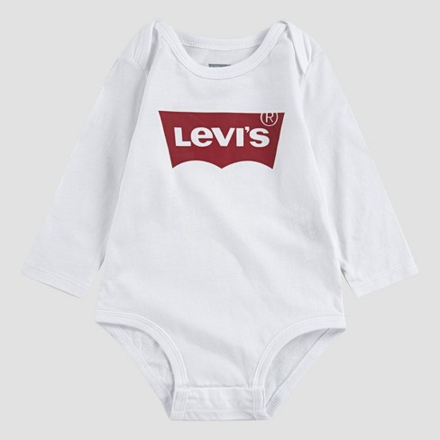 Prøve Baglæns Det Levi's® Baby Long Sleeve Batwing Bodysuit - White/red 9m : Target