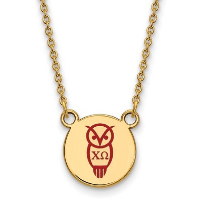 Black Bow Jewelry 14k Yellow Gold Plated Sterling Silver Chi Omega Greek Life Necklace 18 Inch