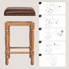 Subrtex Solid Wood Bar Stools,With Classic Oil Wax Leather.Counter Height Backless Upholstered Stools (Set of 2) - 3 of 4