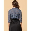 Allegra K Women's Elegant Ruffle Collar Sheer Floral Lace Crop Shrug - 4 of 4