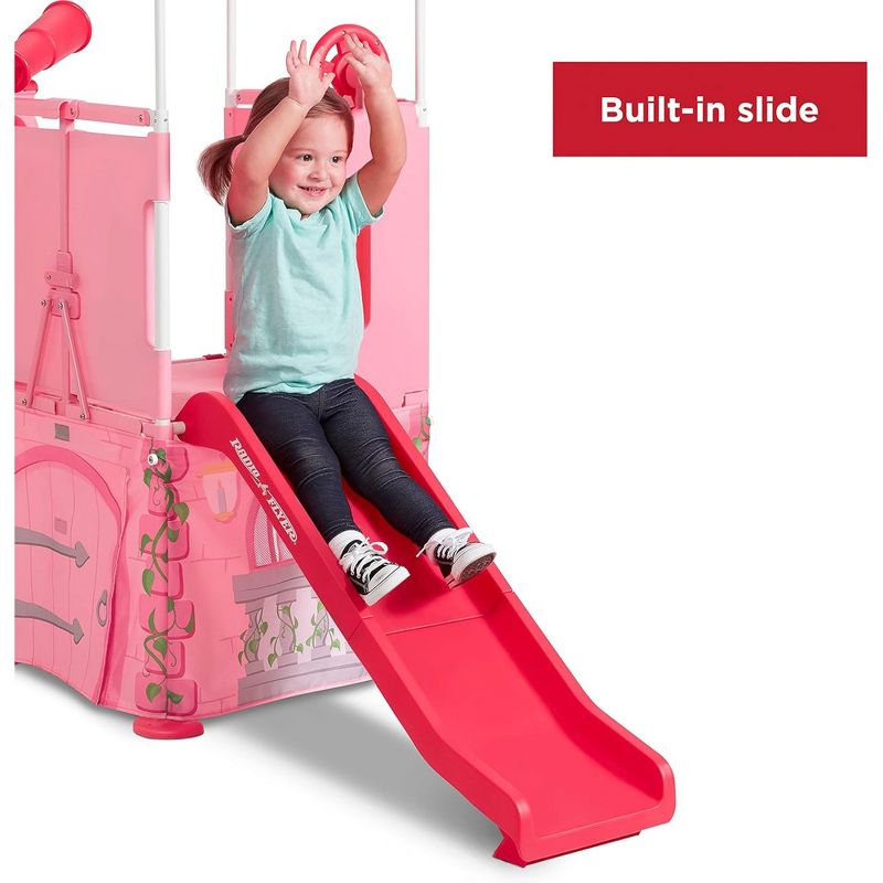 Radio Flyer Play & Fold Away Princess Castle, Portable Indoor/Outdoor Climbing Slide Fort Playhouse Playset Toy for Toddlers, Pink, 6 of 8
