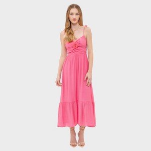 August Sky Women's Rosette Sweetheart Midi Dress - 1 of 4