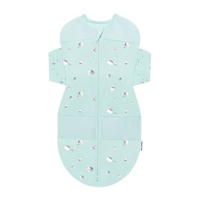 Happiest Baby SNOO Sack Swaddle Wrap - Blue Green with Planets Stars on Wings - L