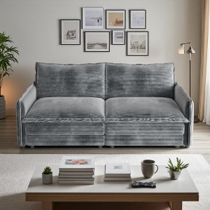 Corduroy 2-Seater Loveseat Sofa with Deep Seat & Pillows - 1 of 4