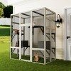Large Outdoor Wooden Cat House with Metal Mesh, 5 Platforms and 2 Resting Boxes – Pet Houses for Cats – The Pop Home - 3 of 4