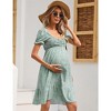 Whizmax Maternity Dress Women's Maternity Dresses A Line Sweetheart Neck Ruffle Flowy Mini Boho Maternity Dress for Wedding Guest - 4 of 4