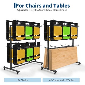 Folding Table & Chair Dolly, Storage Cart for 84 Chairs or 42 Chairs & 12 Tables, with 360° Lockable Wheels & Waterproof Cover, 800 Lbs Capacity - 1 of 4