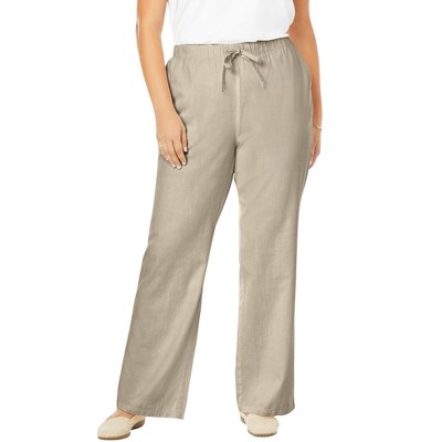 Woman Within Women's Plus Size Tall Drawstring Denim Wide-Leg Denim Pant