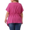 Agnes Orinda Women's Plus Size Asymmetrical Hem Short Sleeve Twist Knot T-Shirt - 4 of 4