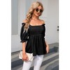 WhizMax Women's Summer Top Short Sleeve Square Neck Blouses Ruffle Smocked Peplum Babydoll Blouse Tunic Tops - 3 of 4