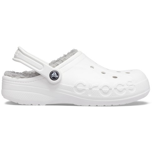 White fuzzy crocs fashion