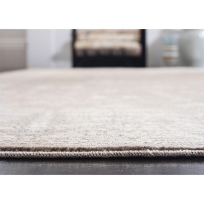 Brown and Beige Floral Bordered Synthetic Area Rug