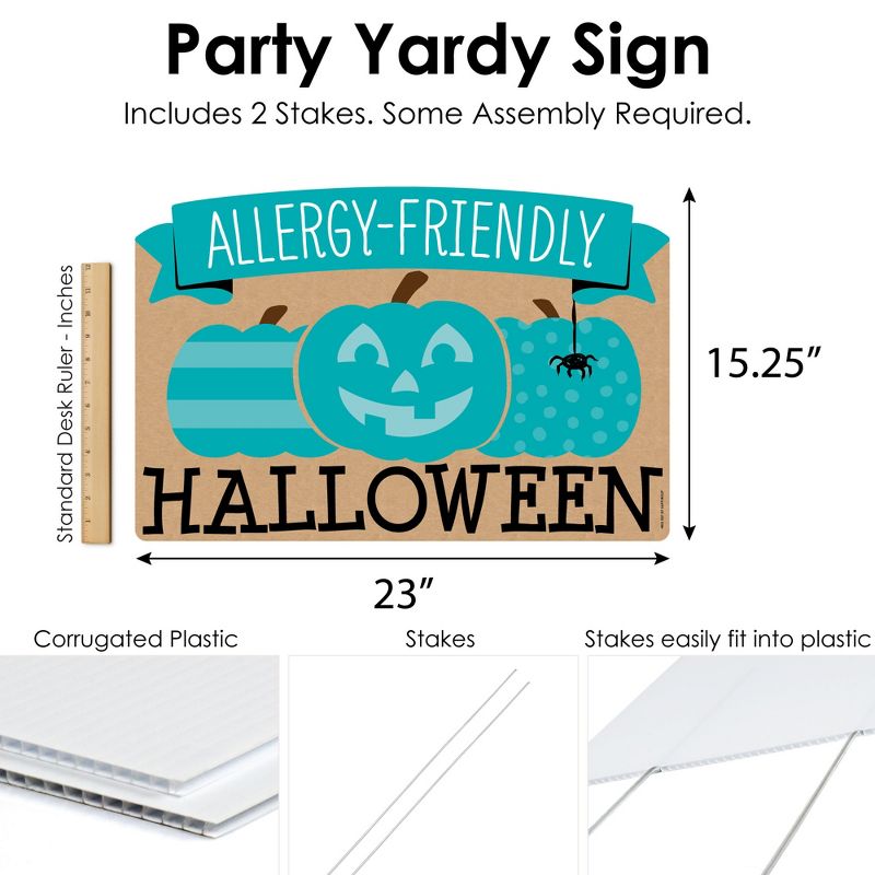 Big Dot of Happiness Teal Pumpkin - Halloween Allergy Friendly Trick or Trinket Yard Sign Lawn Decorations - Happy Halloween Party Yardy Sign, 5 of 8