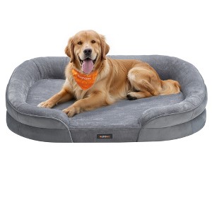 Large Orthopedic Dog Bed, 106 x 76 cm Egg Crate Foam Sofa Bed with Waterproof Liner & Removable Cover, Non-Slip for Home Kennel, Light Grey - 1 of 4