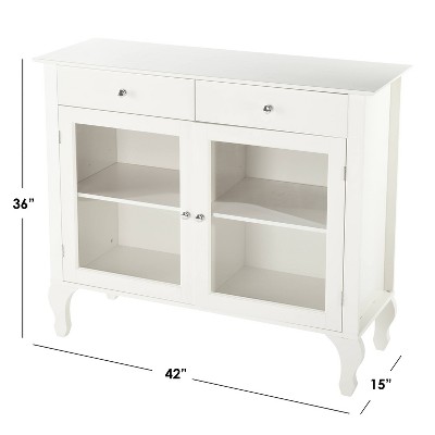 Petite Queen Anne Black Buffet with Tempered Glass Doors