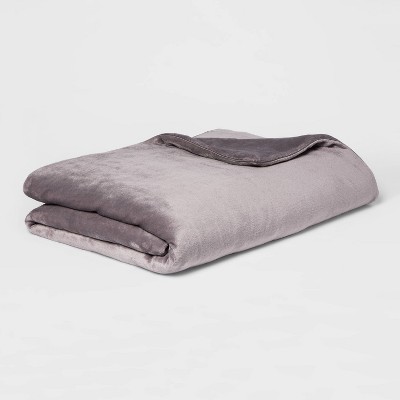 55" x 80" 12lbs Micro Plush Weighted Blanket with Removable Cover Gray - Threshold™