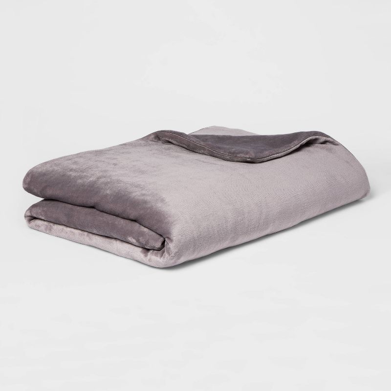55"x80" Microplush Weighted Blanket with Removable Cover - Threshold™, 1 of 6