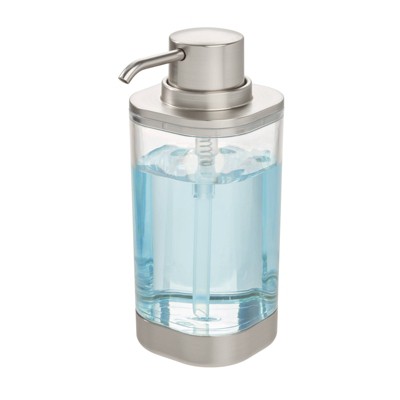 Clear and Brushed Nickel Refillable Liquid Soap Dispenser