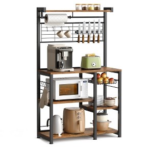 VASAGLE Bakers Rack with Magnetic Knife Holder, Paper Holder, Wire Basket, 8 Hooks, Organizers and Storage, Baker's Rack with Wire Basket - 1 of 4