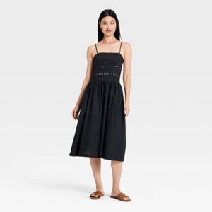 Women's Lace Trim Midi Dress - A New Day Black XL : Target