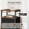 Tall Nightstand with Charging Station and LED Lights, Bedside Table with Fabric Drawers - 4 of 4