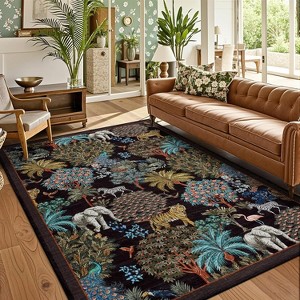Coucheta Area Rug, Washable Low Pile Indoor with Non-Slip Backing,Soft Stain Resistant Carpet for Living Room, Bedroom,Kids Room,Multi-Color & Size - 1 of 4